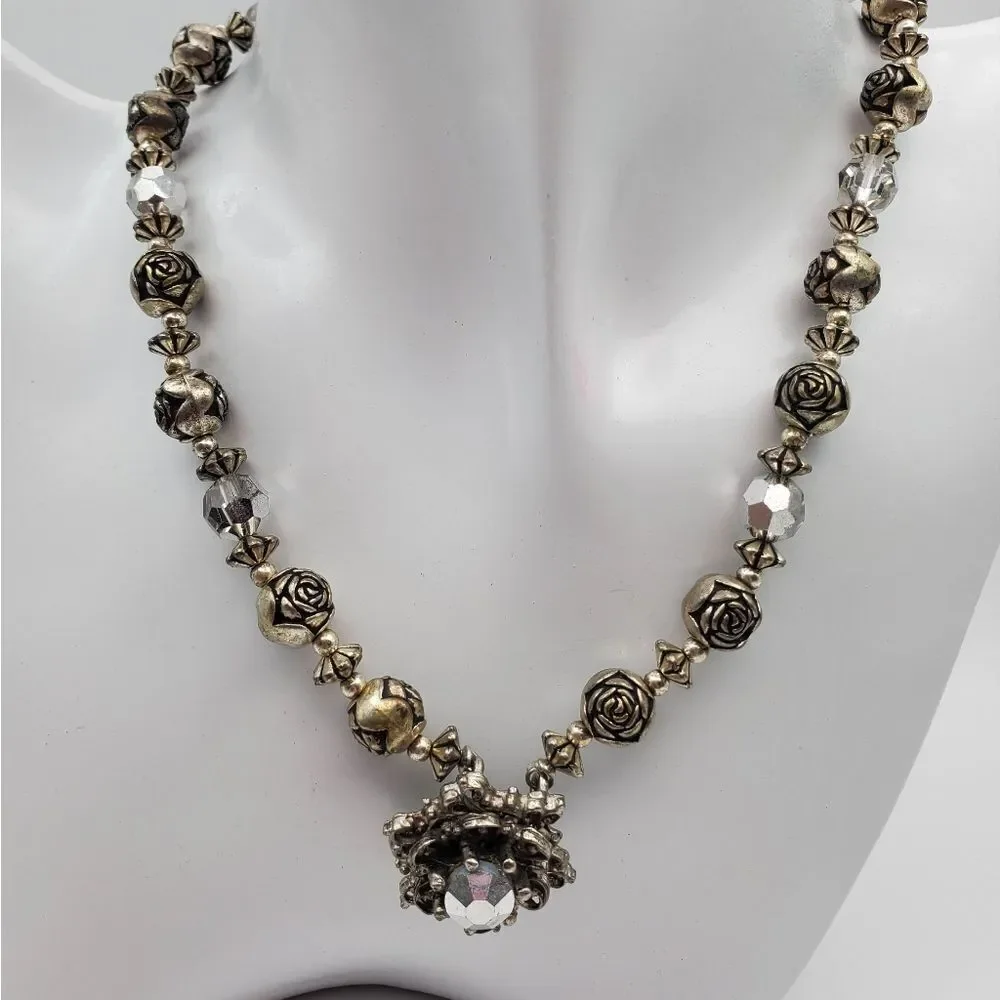 Rennasaince Era crystal flower‎ intricate necklace